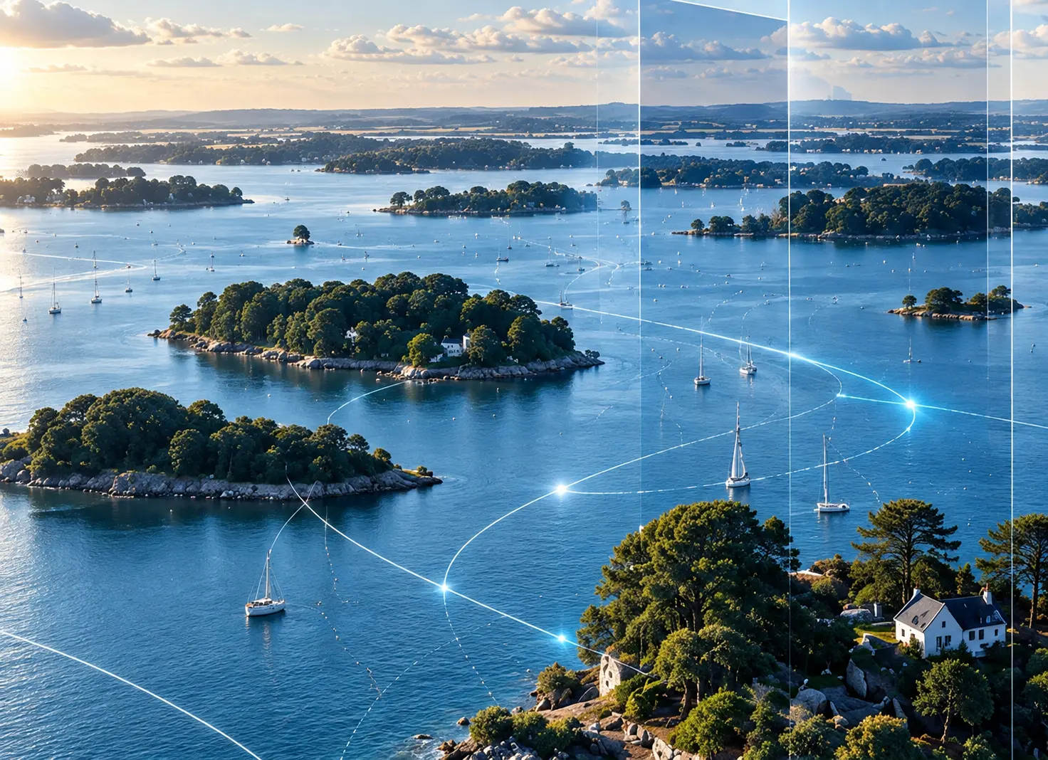 Vue illustrée du golfe du Morbihan