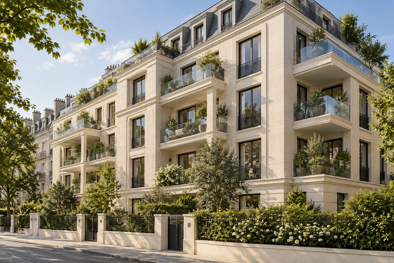Illustration d’une résidence contemporaine et de ses balcons paysagers